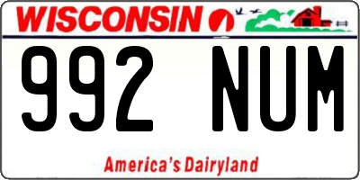 WI license plate 992NUM