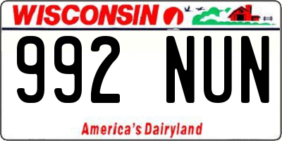 WI license plate 992NUN