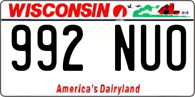 WI license plate 992NUO