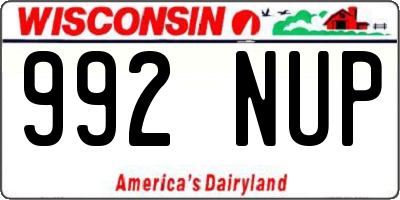 WI license plate 992NUP