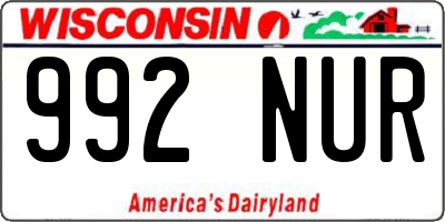 WI license plate 992NUR