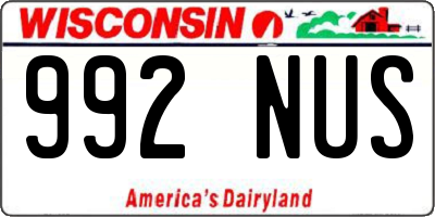 WI license plate 992NUS