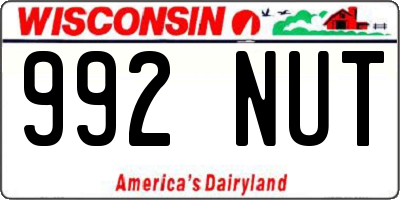 WI license plate 992NUT