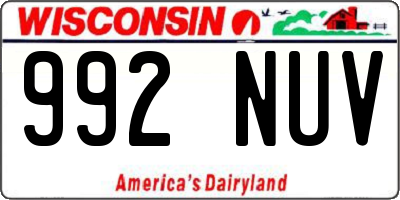 WI license plate 992NUV