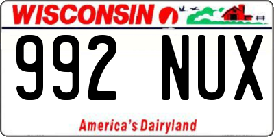WI license plate 992NUX