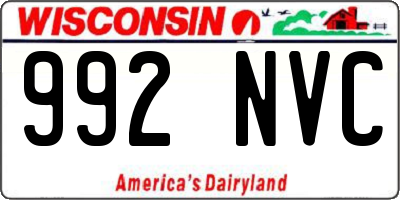 WI license plate 992NVC