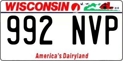 WI license plate 992NVP