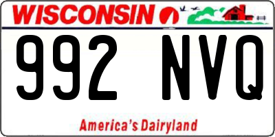 WI license plate 992NVQ