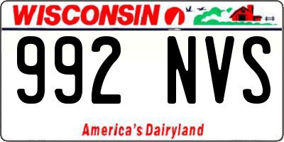 WI license plate 992NVS