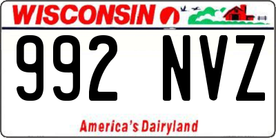 WI license plate 992NVZ