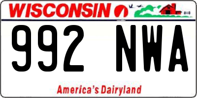 WI license plate 992NWA