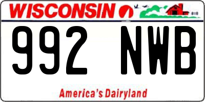 WI license plate 992NWB