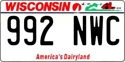 WI license plate 992NWC