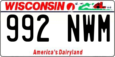 WI license plate 992NWM