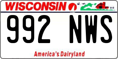 WI license plate 992NWS