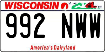 WI license plate 992NWW
