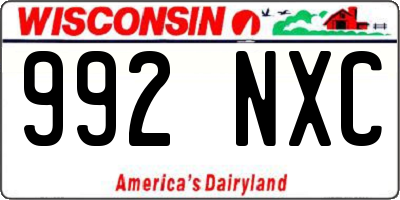 WI license plate 992NXC