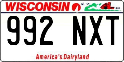 WI license plate 992NXT