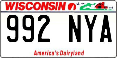 WI license plate 992NYA