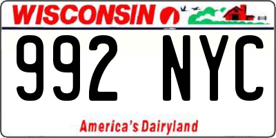 WI license plate 992NYC
