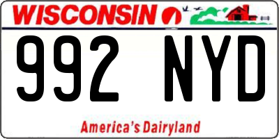 WI license plate 992NYD