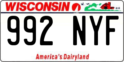 WI license plate 992NYF