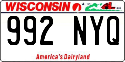 WI license plate 992NYQ