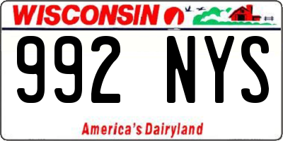 WI license plate 992NYS