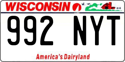 WI license plate 992NYT