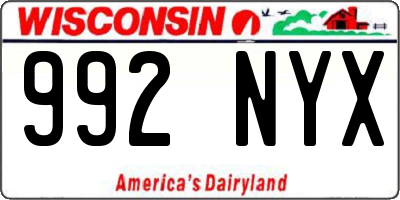 WI license plate 992NYX