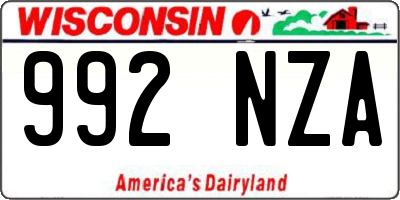 WI license plate 992NZA