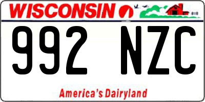 WI license plate 992NZC