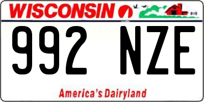 WI license plate 992NZE