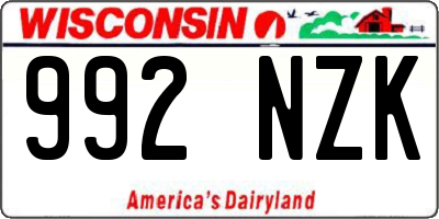 WI license plate 992NZK