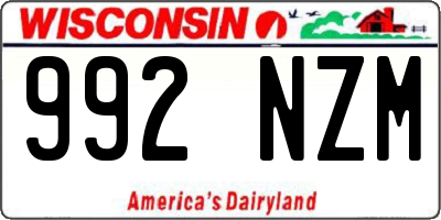 WI license plate 992NZM