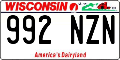 WI license plate 992NZN
