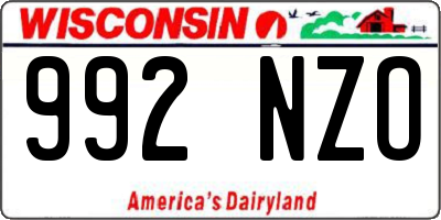 WI license plate 992NZO