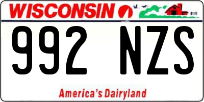 WI license plate 992NZS