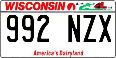 WI license plate 992NZX