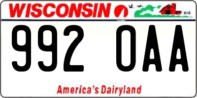 WI license plate 992OAA