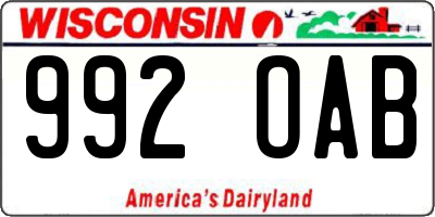 WI license plate 992OAB
