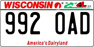 WI license plate 992OAD