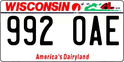 WI license plate 992OAE