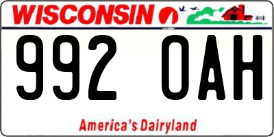 WI license plate 992OAH
