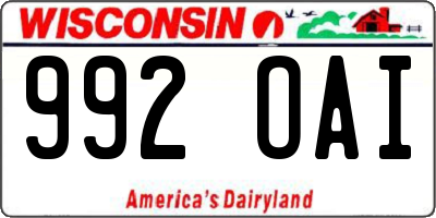 WI license plate 992OAI