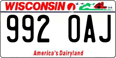 WI license plate 992OAJ