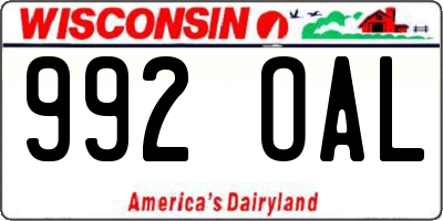 WI license plate 992OAL