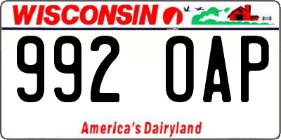WI license plate 992OAP