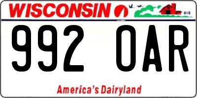 WI license plate 992OAR