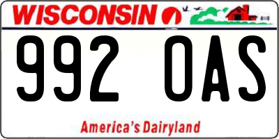 WI license plate 992OAS